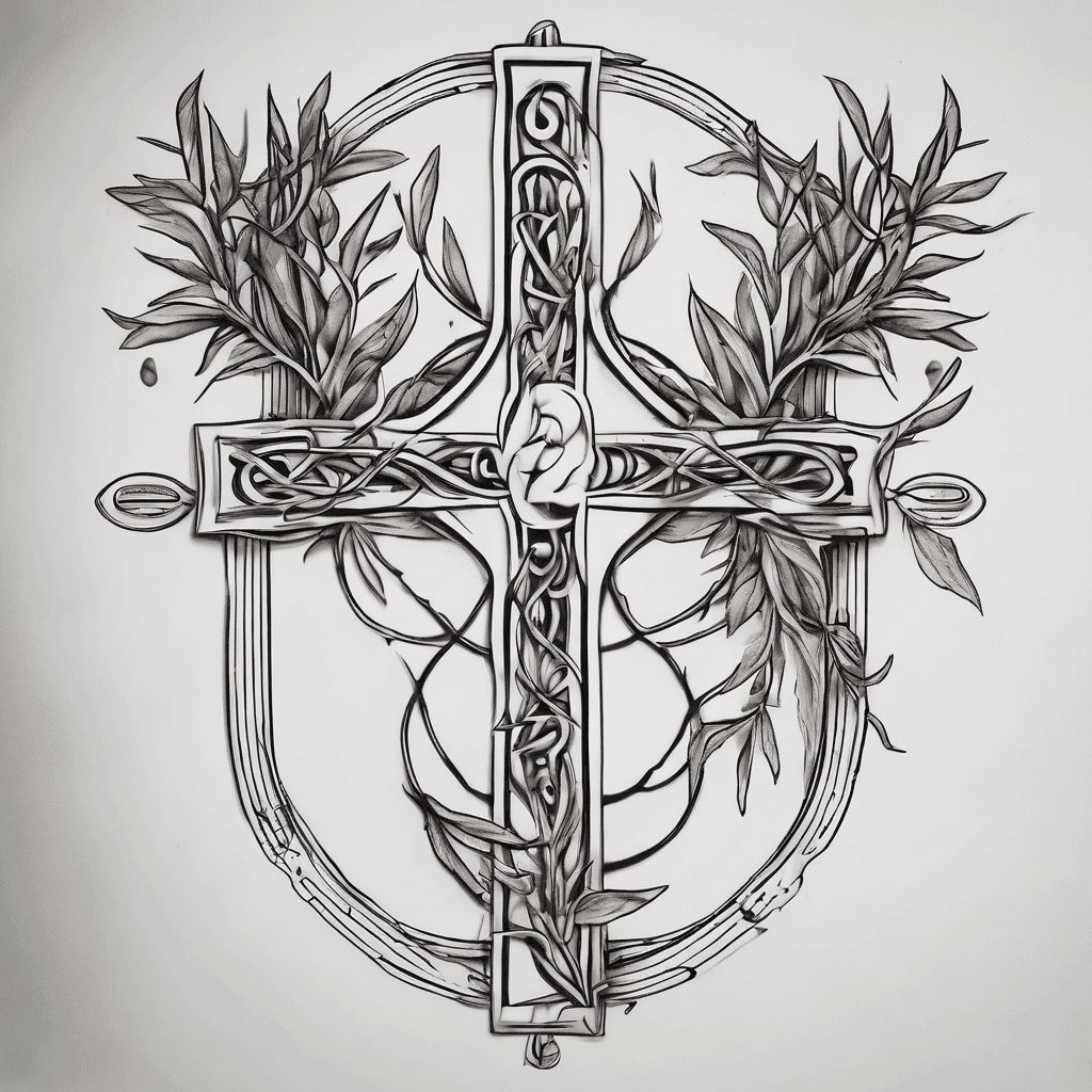 “What we do in life echoes in eternity” in times new Roman above two olive branches crossed. Make it basic and simple, very minimalistic