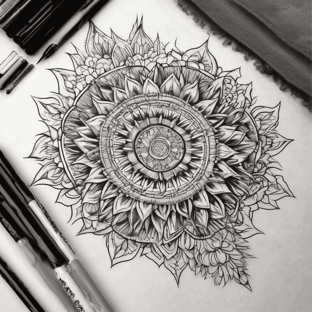 Mandala gerba thigh tattoo