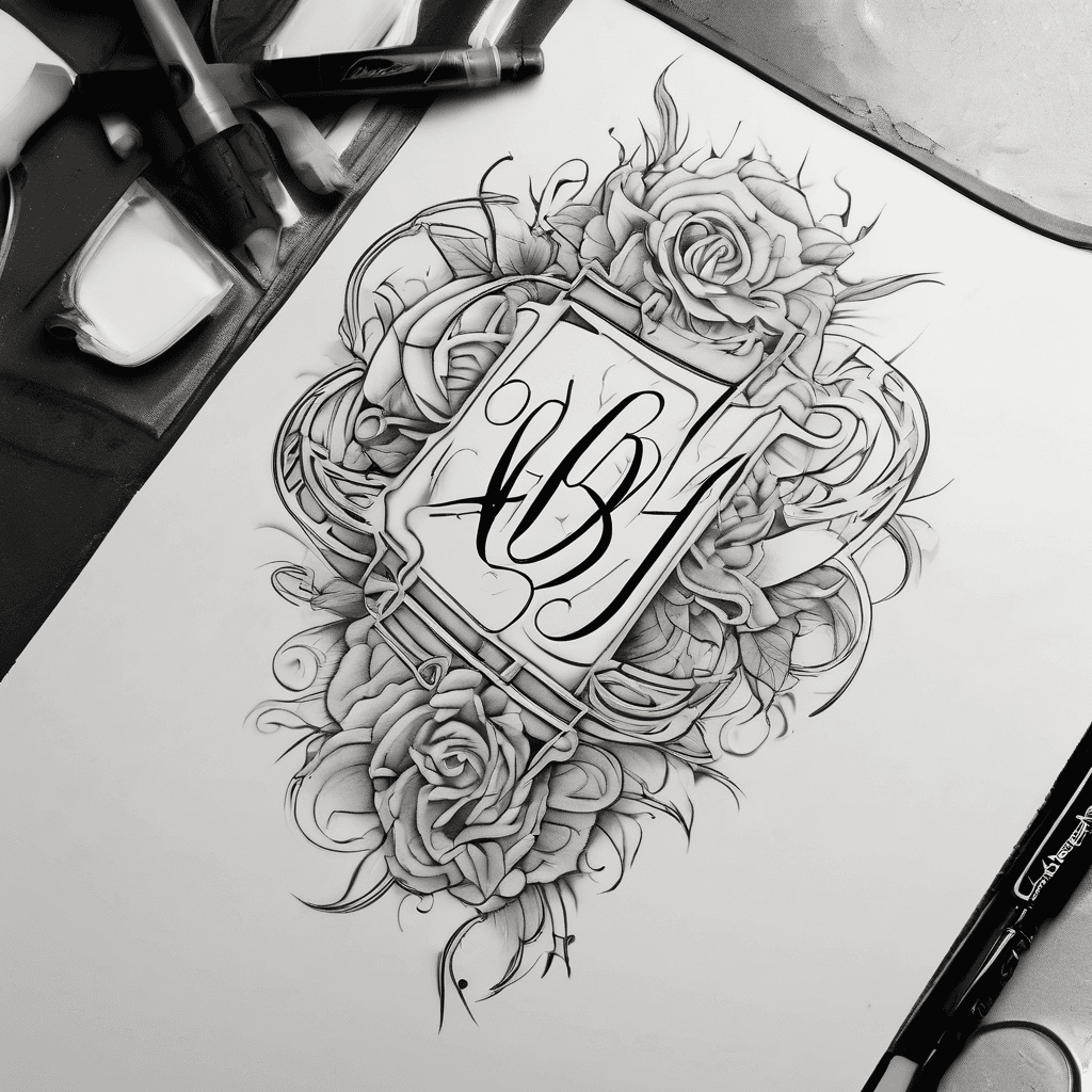 A beautiful tattoo design featuring the name "شەهرام" in elegant lettering romantic partner name