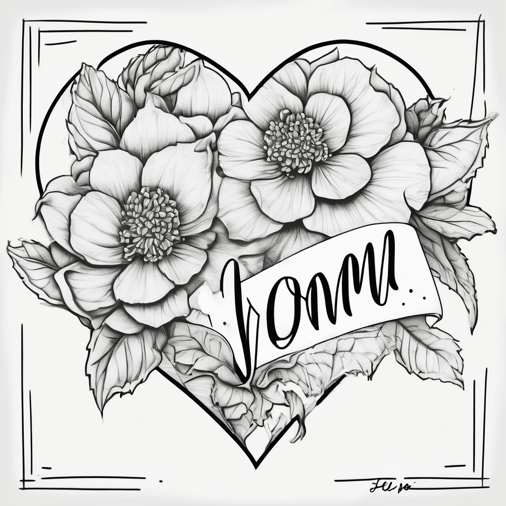 my moms handwriting saying i love you in fine line and a hydrangea