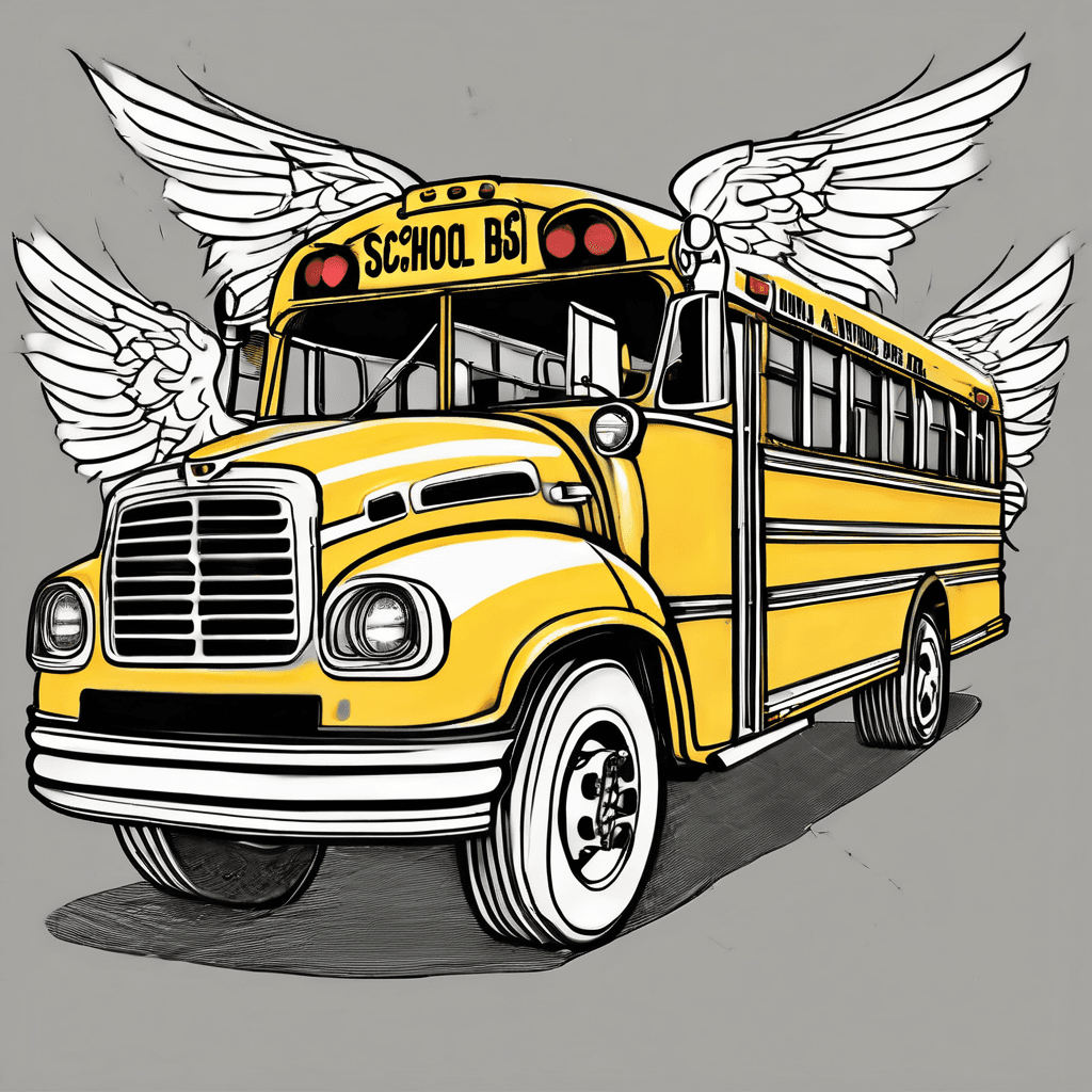 Yellow school bus with angel wings r.i.p daddy