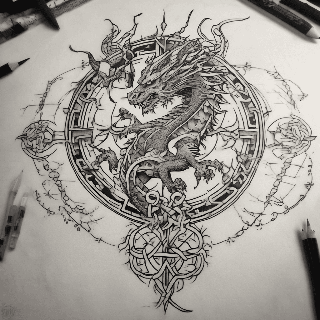 I have vegvisir and black dragon around it on my left chesti wanna do some norse knot background beneath.