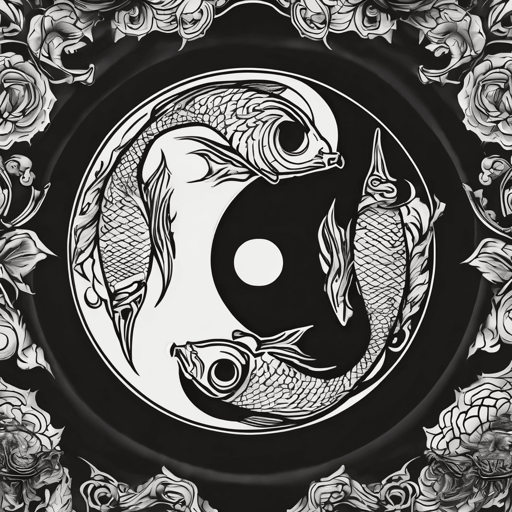 Yin yang logo made from 2 fish