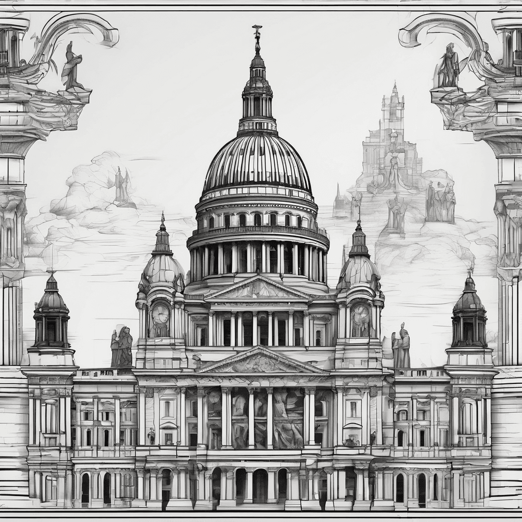 Mit KI generiertes Tattoo-Design: Iconic European architecture and statues