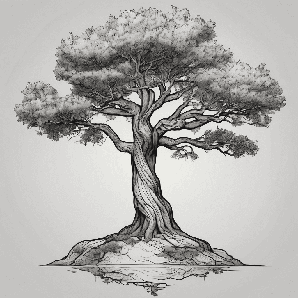 Sequoia tree incorporating Andalusian star. Minimalist and feminine.