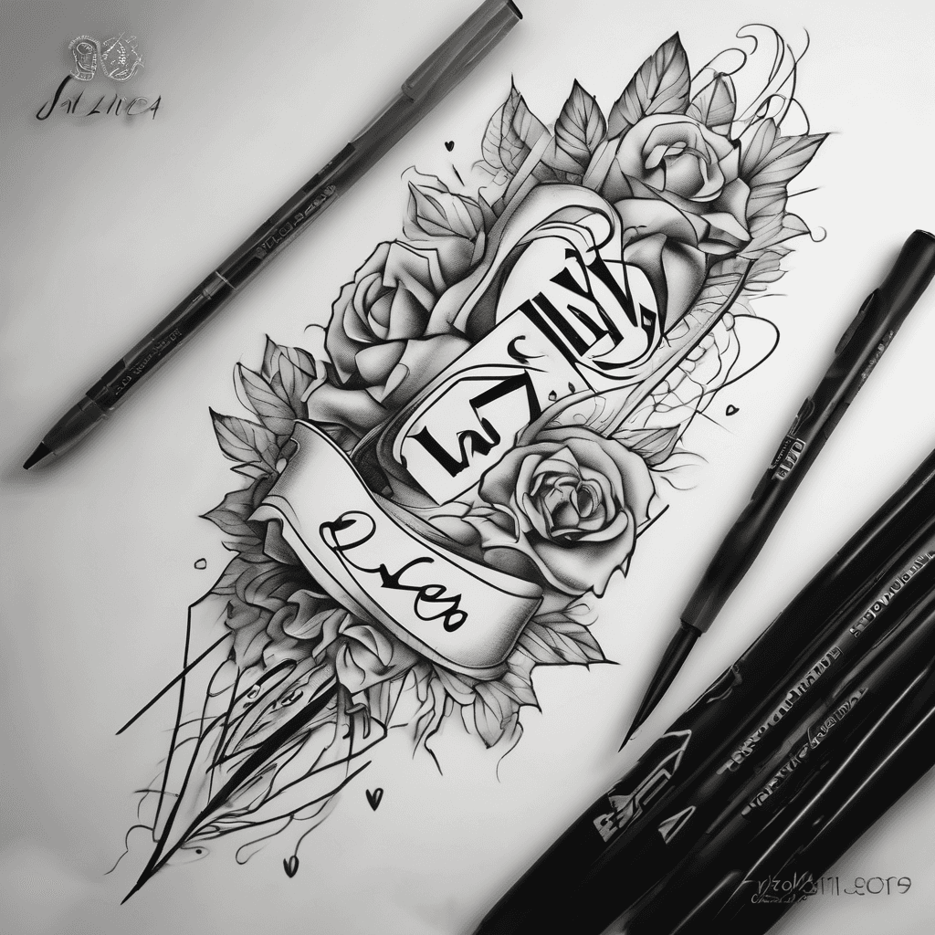 the name Jazz'Lynn Love 6-14-24 with hearts around it for the inside of forearm
