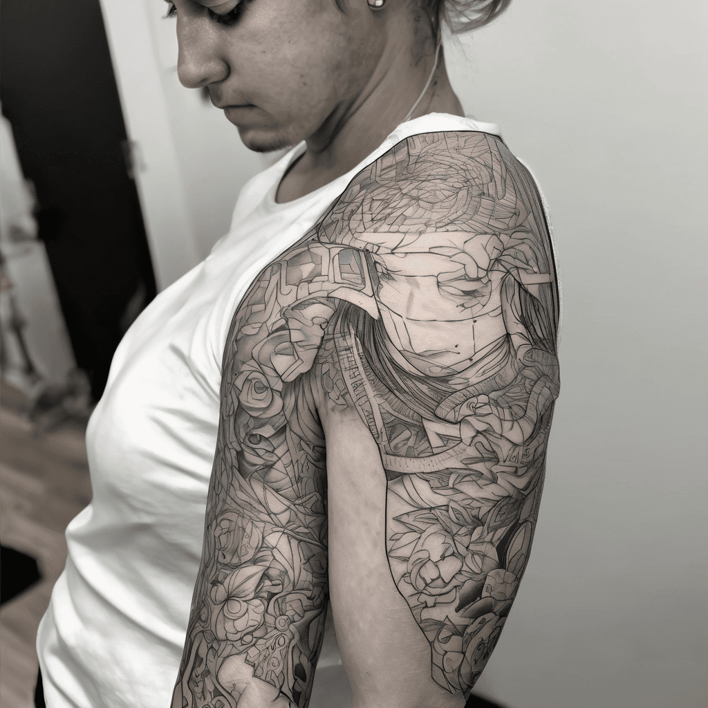 I want my kids names on my arm like from shoulder slanted going down towards front of arm I