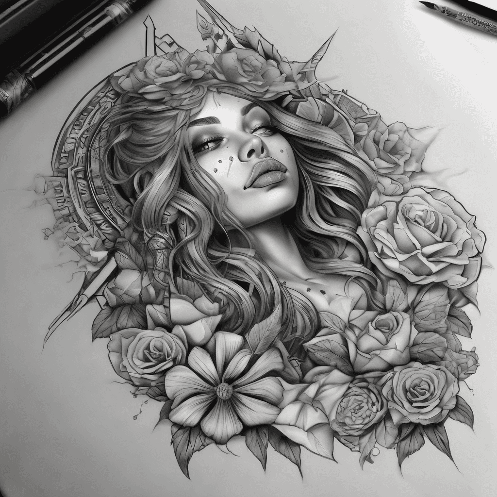 I want a full sleeve tattoo with a saying that says "Zyc az do bolu - chada" and some cools designs for it