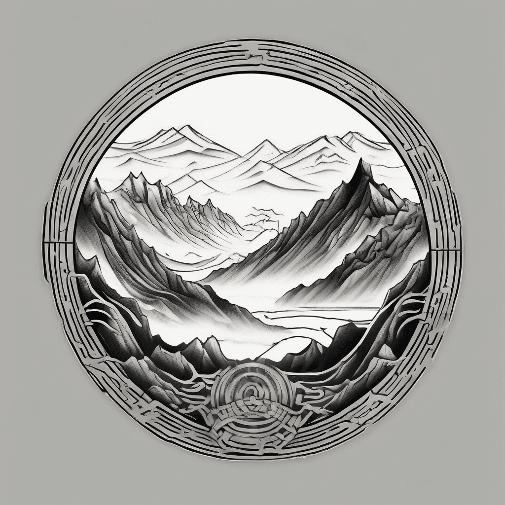 Keep going in mandarin with an open enso and mountains at the bottom