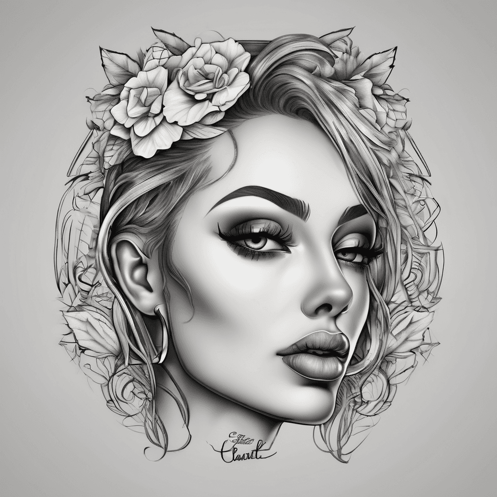 A beautiful tattoo design featuring the name "Chantel" in elegant lettering