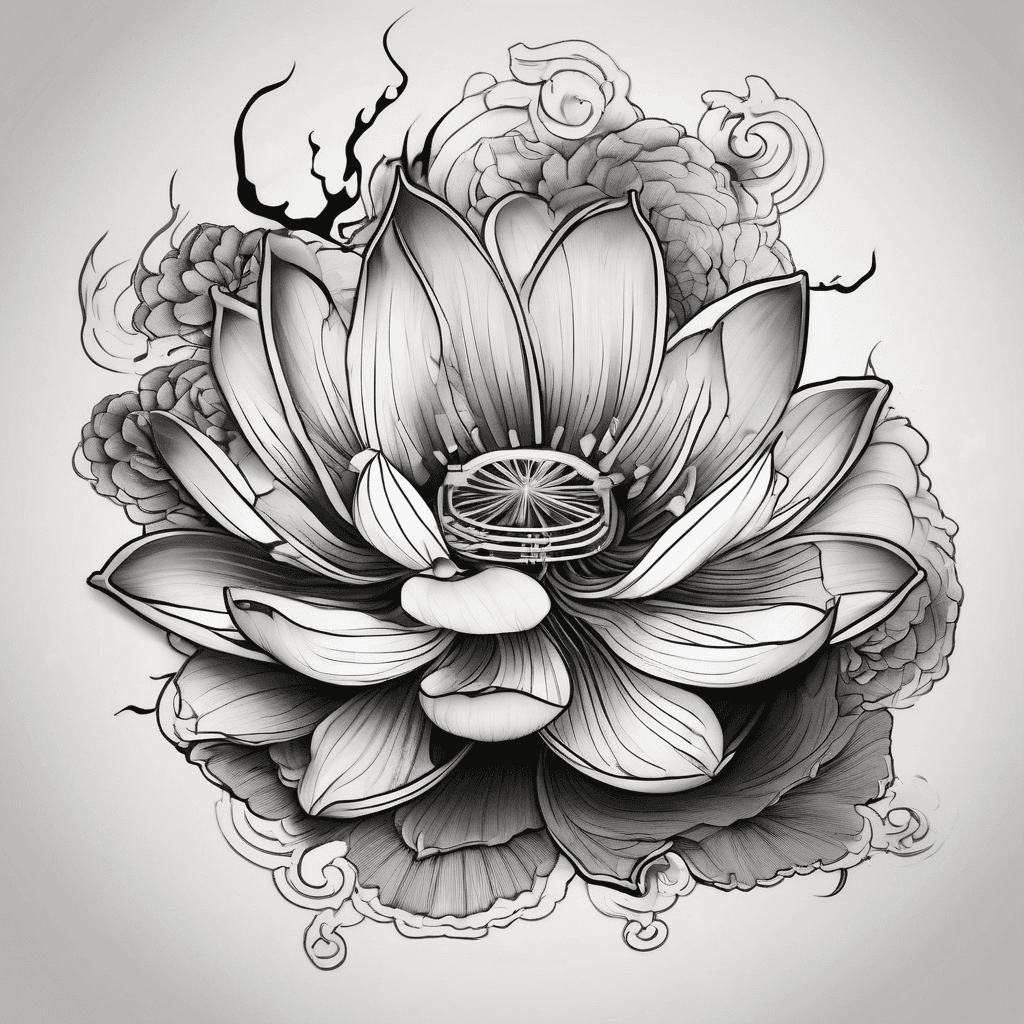 Japanese style, samurai, lotus flower, past full of battles