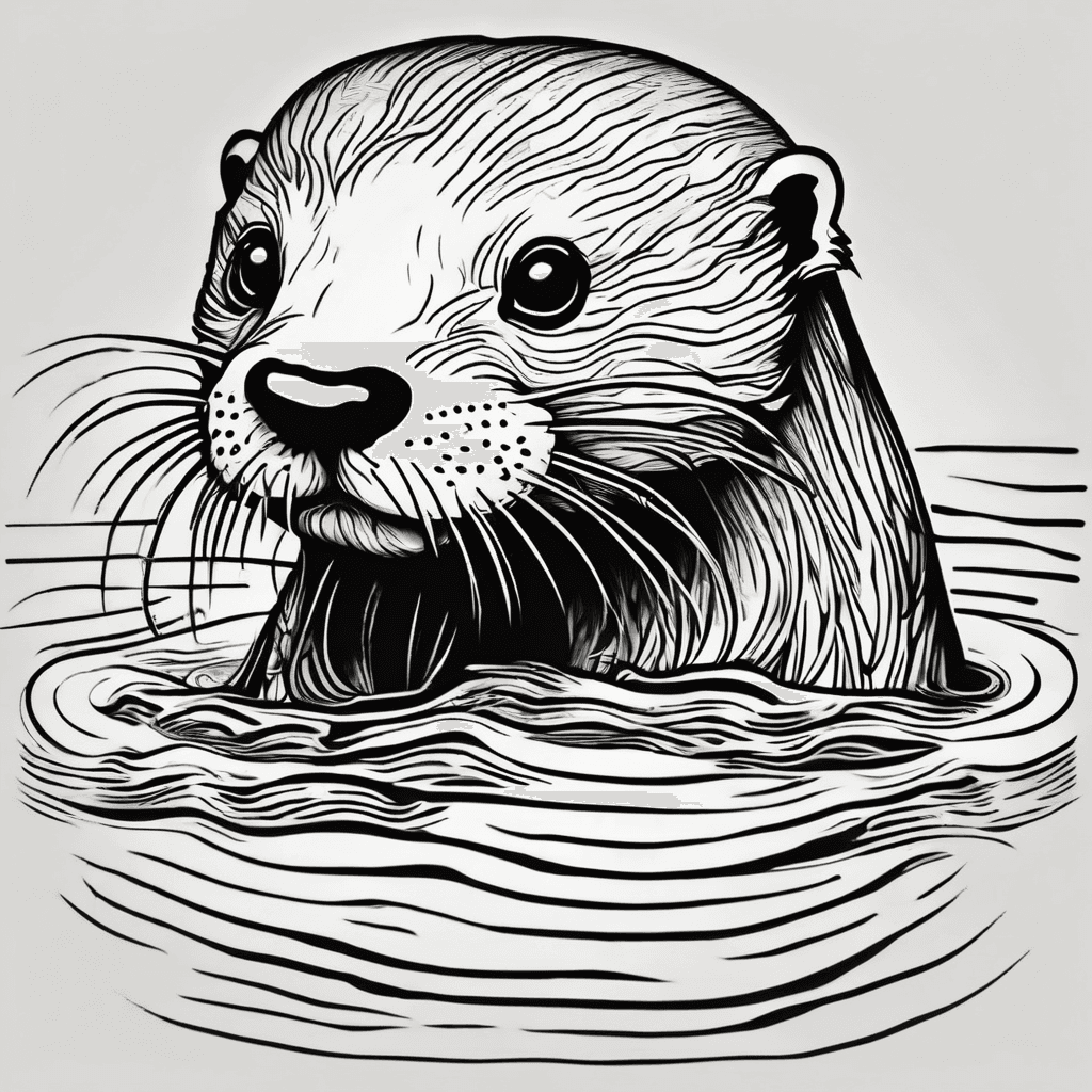 A cute otter rubbing frontal paws in a river