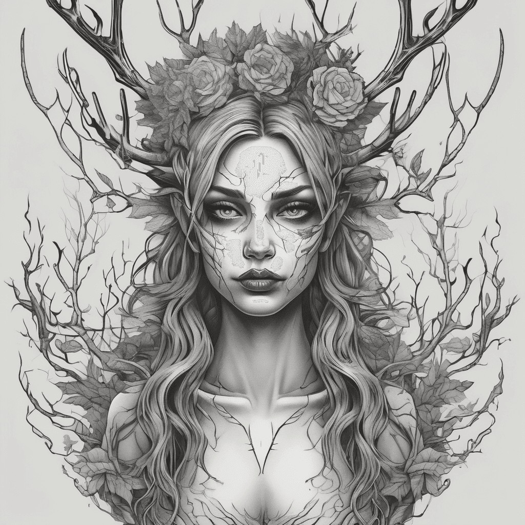 flying undead forest fairy with antlers