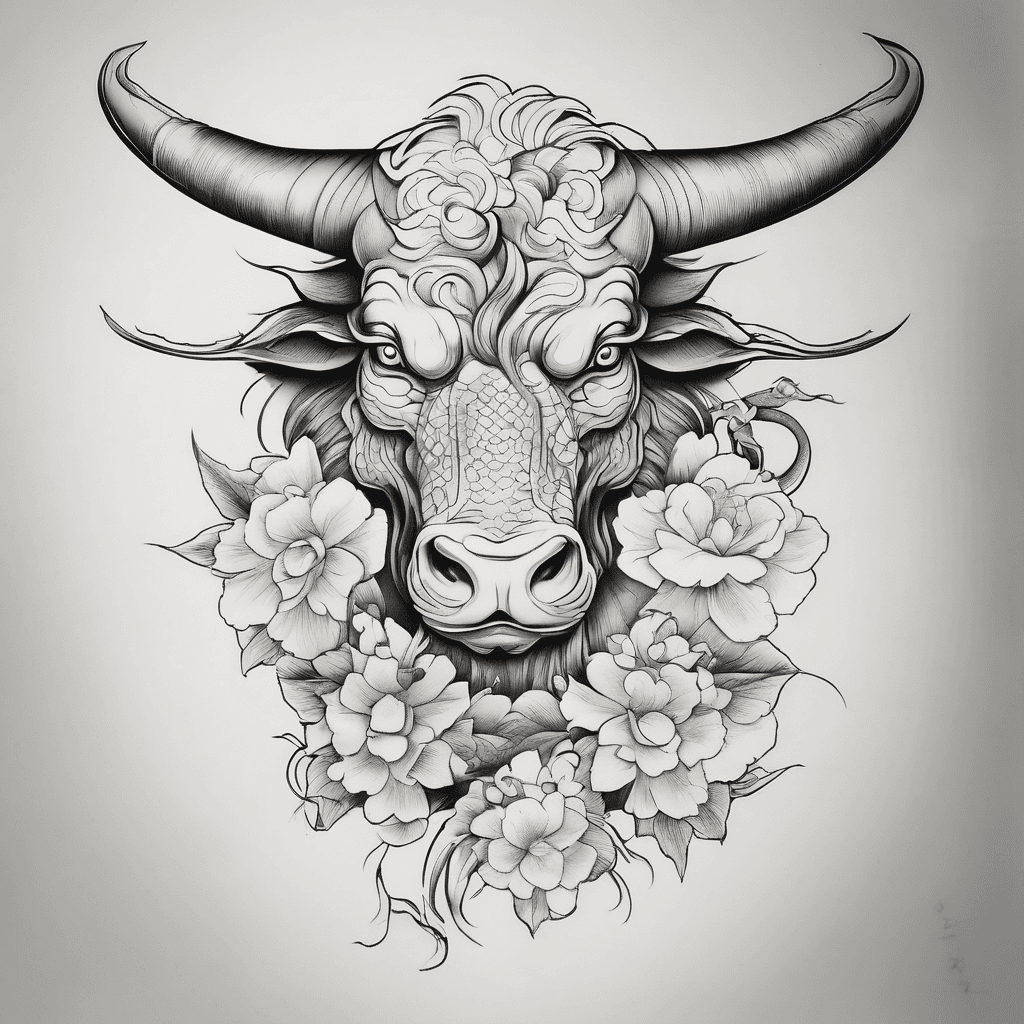 Minimal japanese traditional taurus for half sleeve