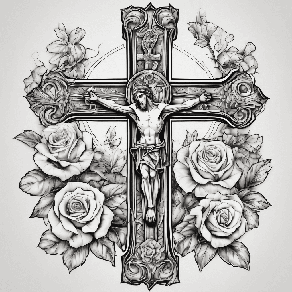 Catholic Cross with flowers portraying changes, the beauty of life that comes with following Chrit. SOMETHING UNIQUE