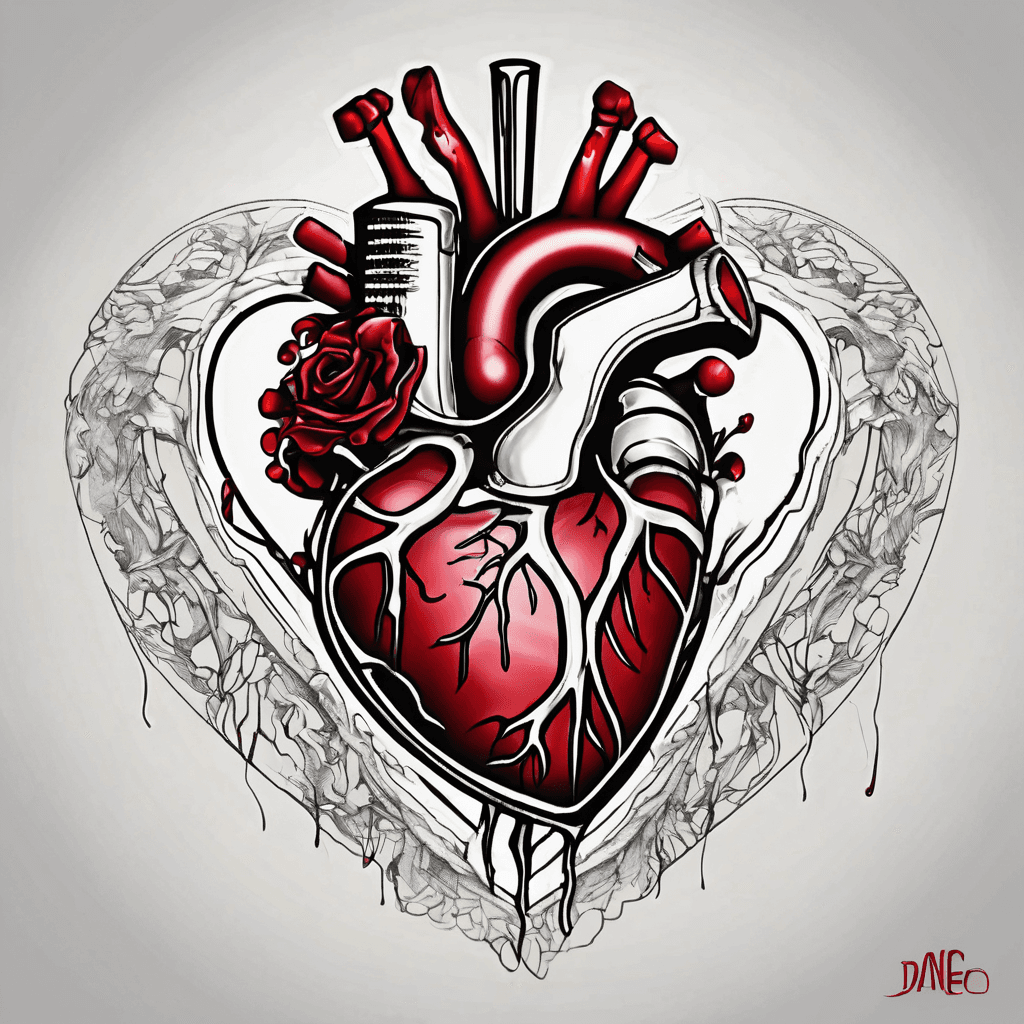 Organ heart broken in half with blood dripping out and the name David Galvan under it