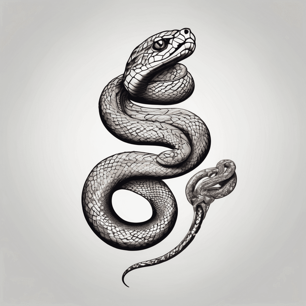 Snake design starting at ankle flowing up to ribs