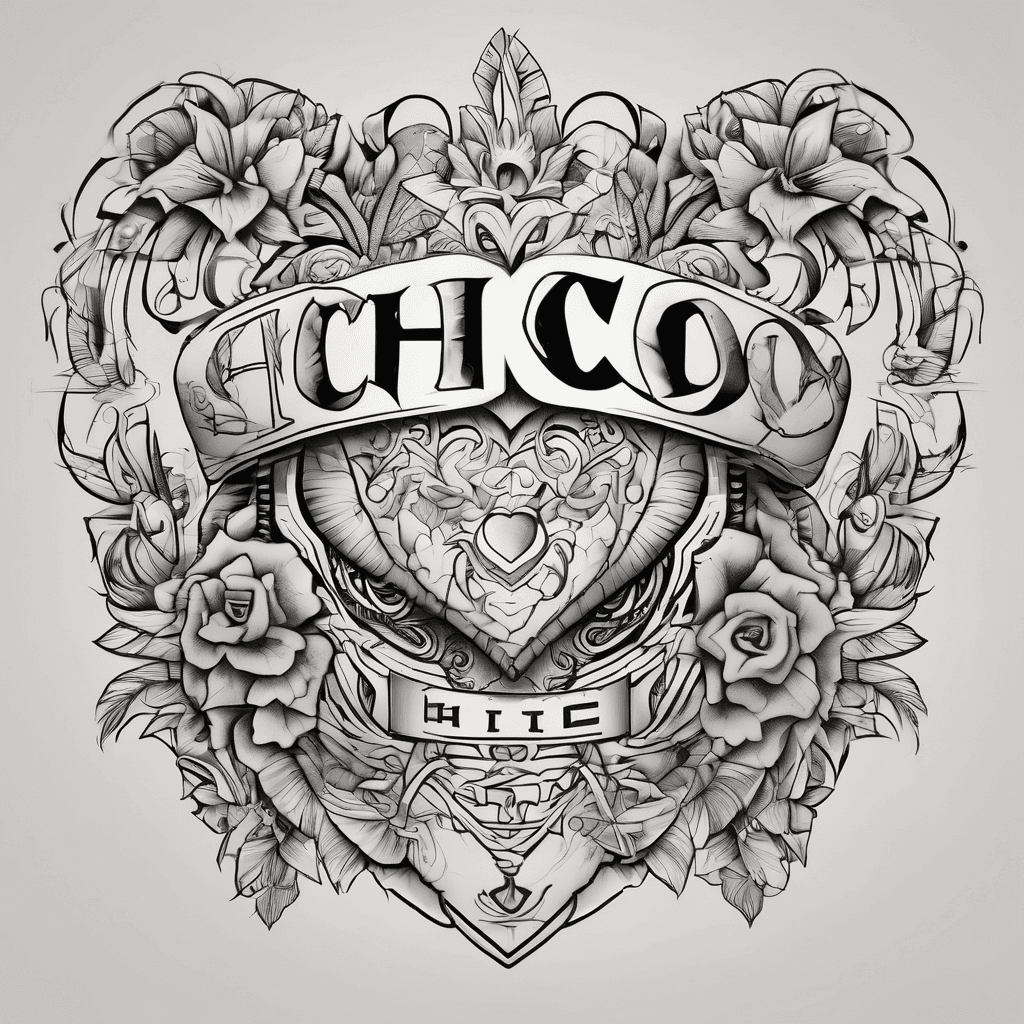 The name CHICO with some famcy designs and a little heart