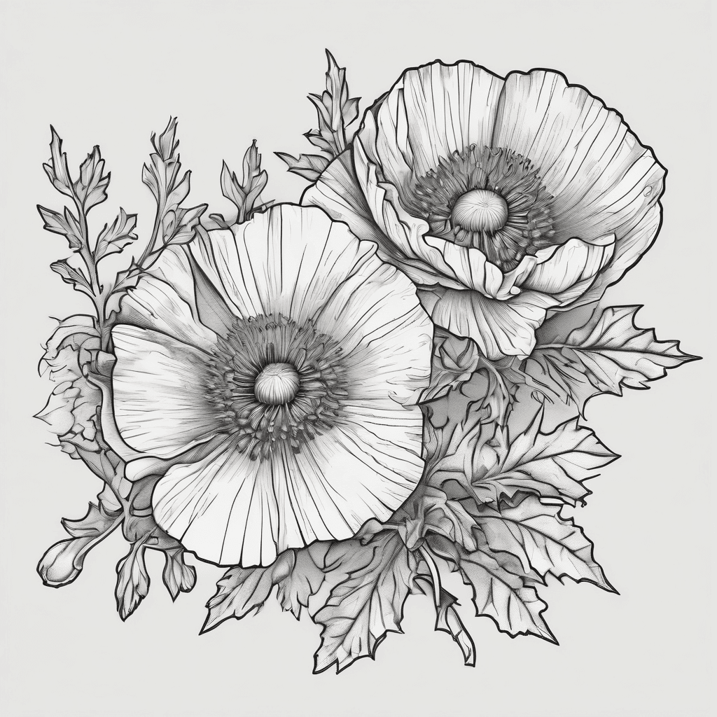 Poppy,aster and holly