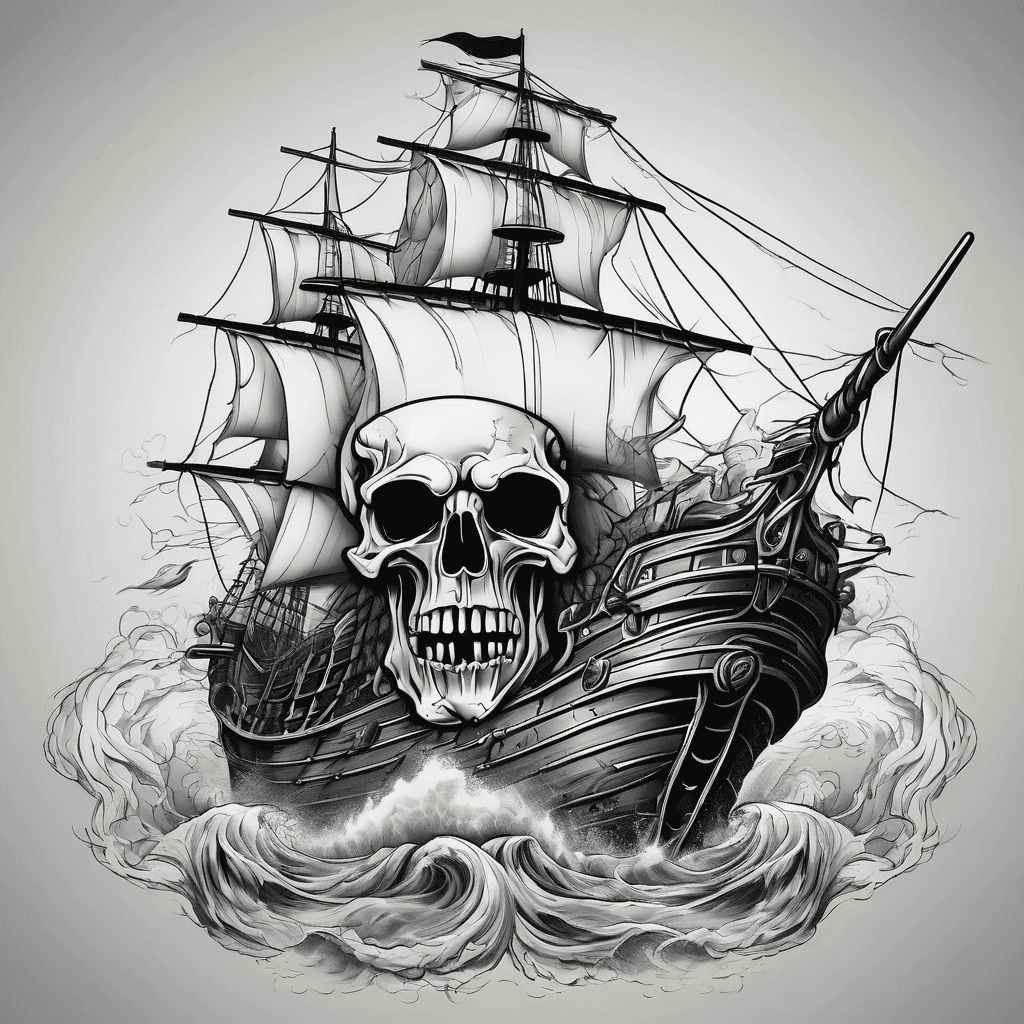 Skull kraken pirate ship storm
