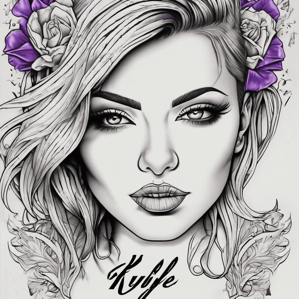 Kylie in big letters with a purple heart for a man