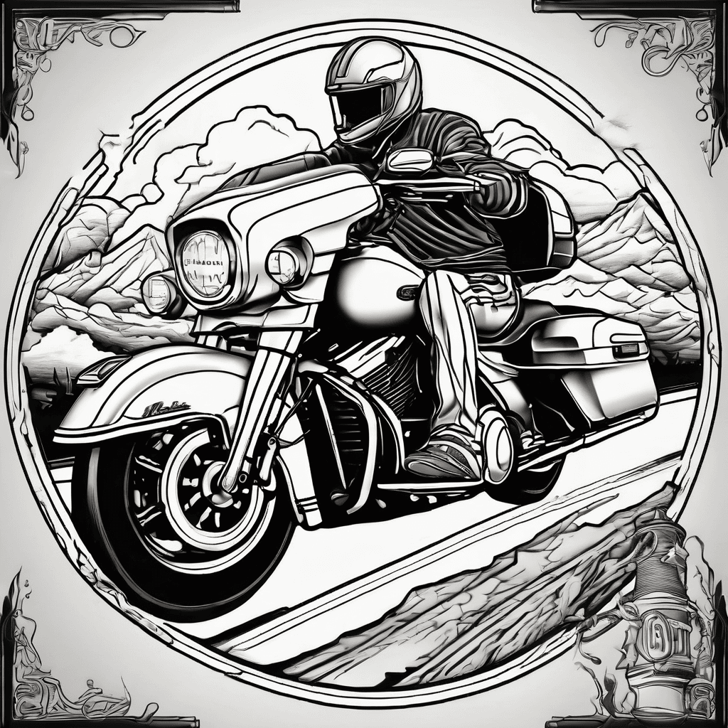 Outline of state of maine with Rider On Harley street Glide riding off into sunset