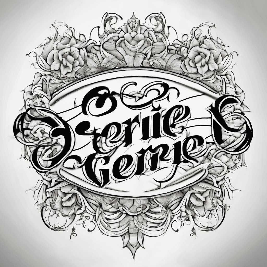 A beautiful tattoo design featuring the name "Gerrie" in elegant lettering