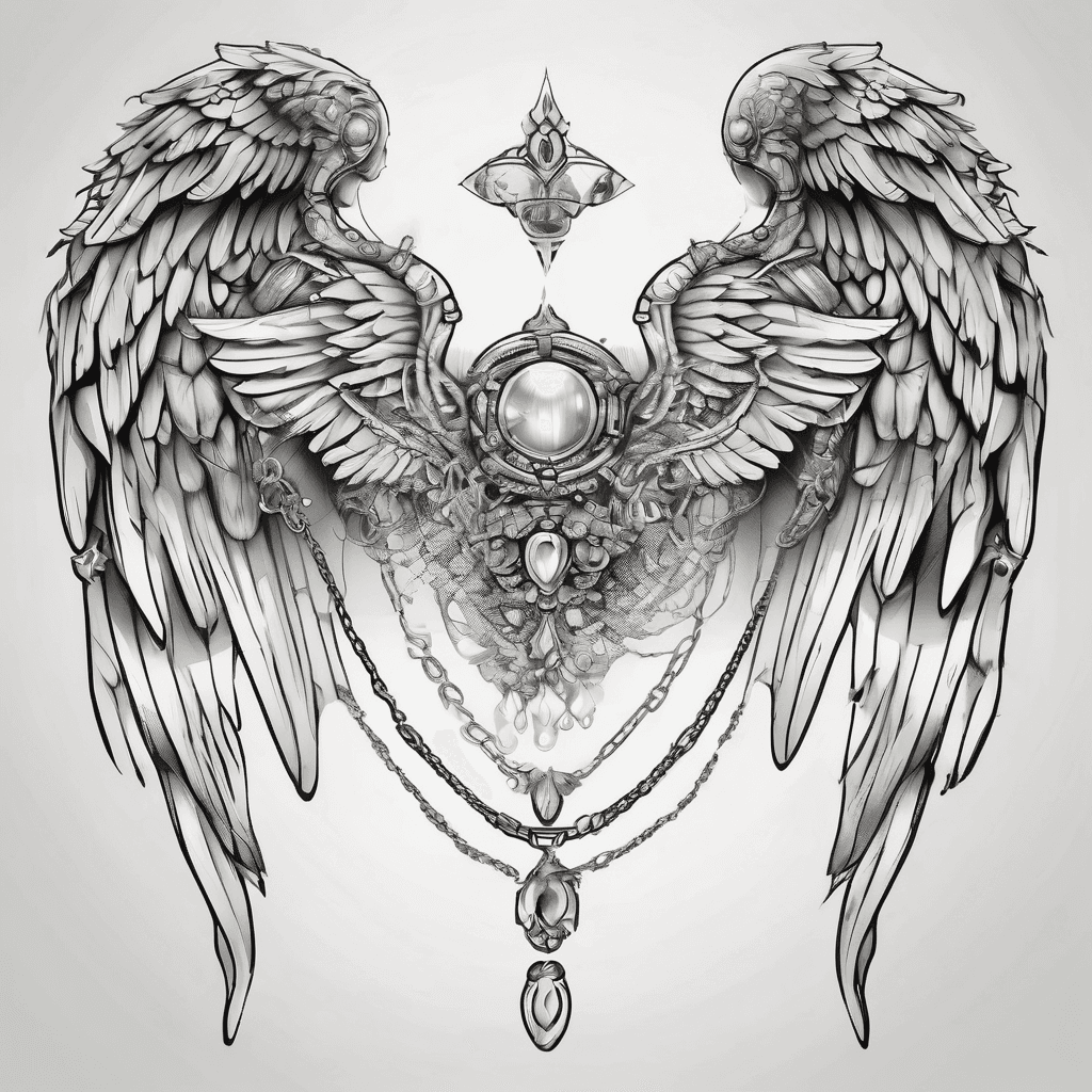 Angel Wing with world mom and jewels and chains