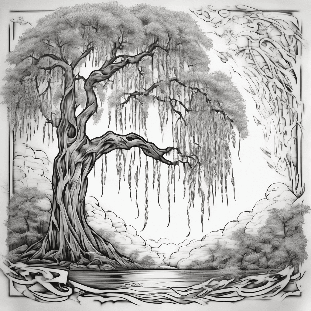 Weeping willow tree blowing in the wind with lots of leaves flying and lyrics you may say am a dreamer but am not the only one