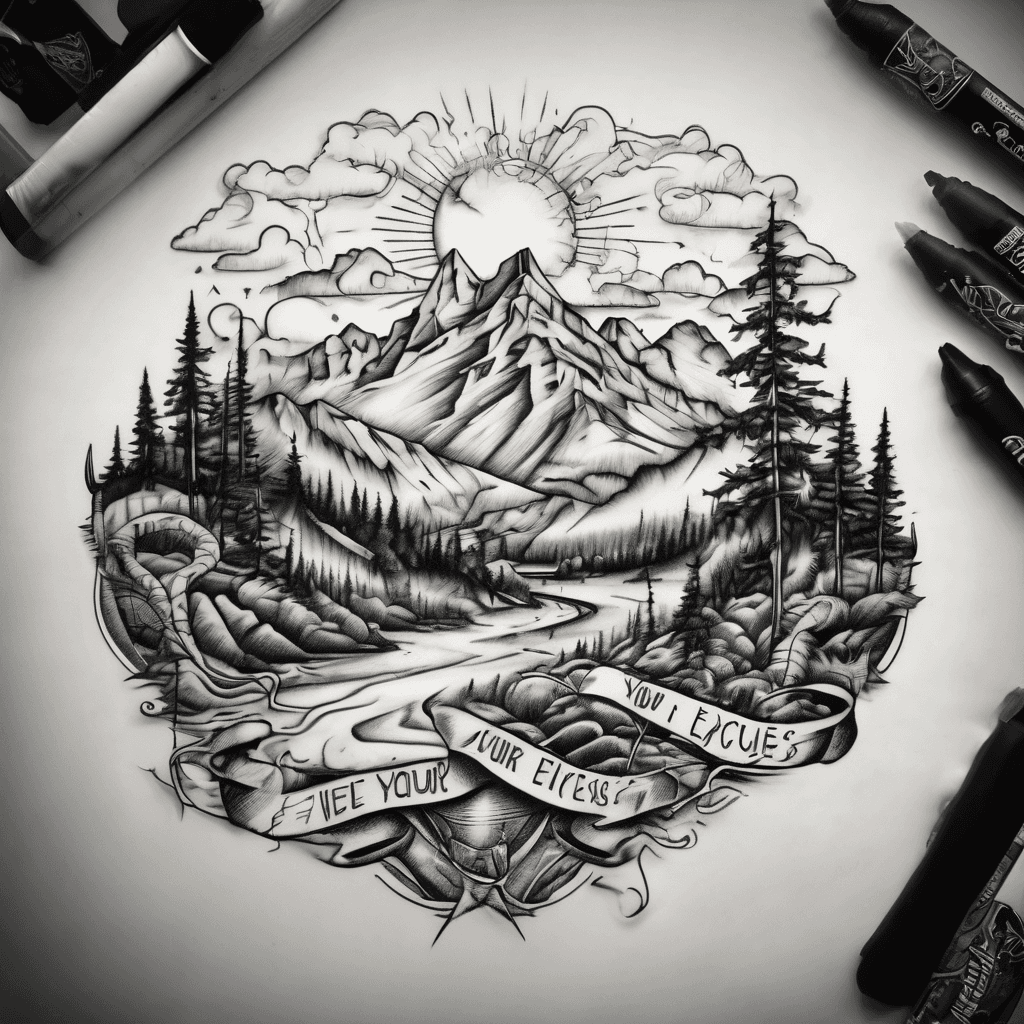 Big 11 in a rugged font, mountains and lightning bolts, and the quote "When your dream is bigger than your excuses, you'll find a way." in cursive