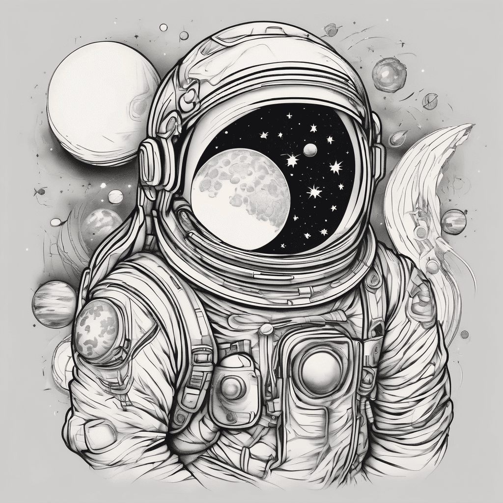 Space with moon and planets astronaut maybe space ship