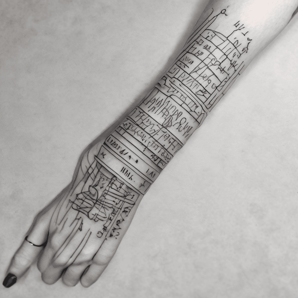 small fine line black tattoo going vertical on my on my left inner wrist with the handwriting in Roman numerals IV.XI.MMIII ; XIII.IX.MMXXII replacing the dash Marc between the two dates with the semicolon