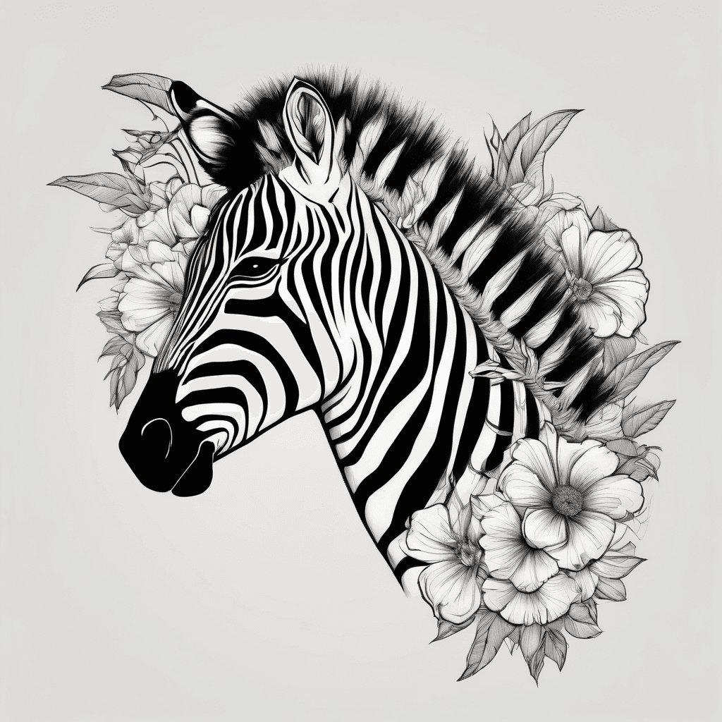 zebra with flowers