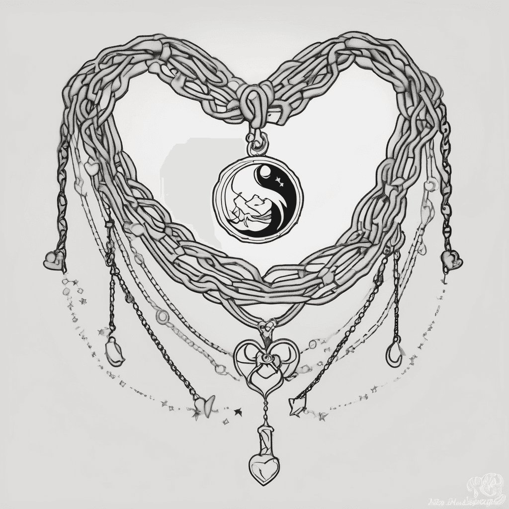 elegant draped charm-chain style from your reference images with a Sailor Moon theme, including:
Fine-line black and grey minimalist style
Delicate draped bead chains flowing across the shoulder and upper arm
Tiny bows, hearts, stars, sparkles, and pixie dust
Hanging charm pendants of:
Sailor Mars logo
Sailor Venus logo
Sailor Moon heart locket
Sailor Mercury logo
Sailor Jupiter logo
Mixed charm sizes for a dainty jewelry effect
Soft swirls connecting everything together
Elegant negative space so it looks like wearable jewelry rather than a crowded tattoo
