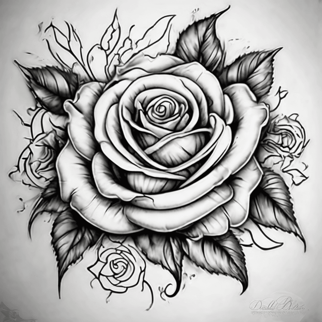 Create a beautiful name tattoo stencil with my daughter name “Dallas Rose” in pretty cursive font