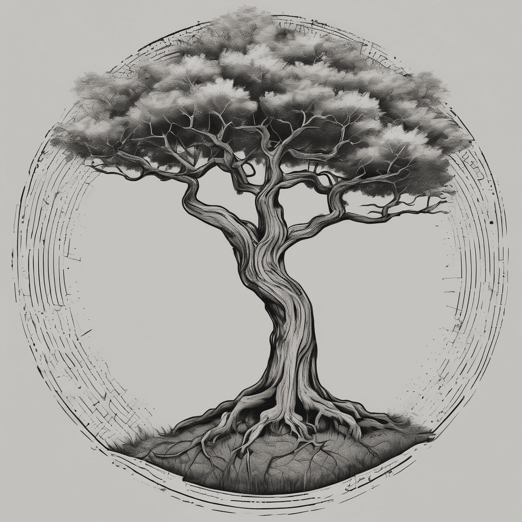 Small tree with words under the tree