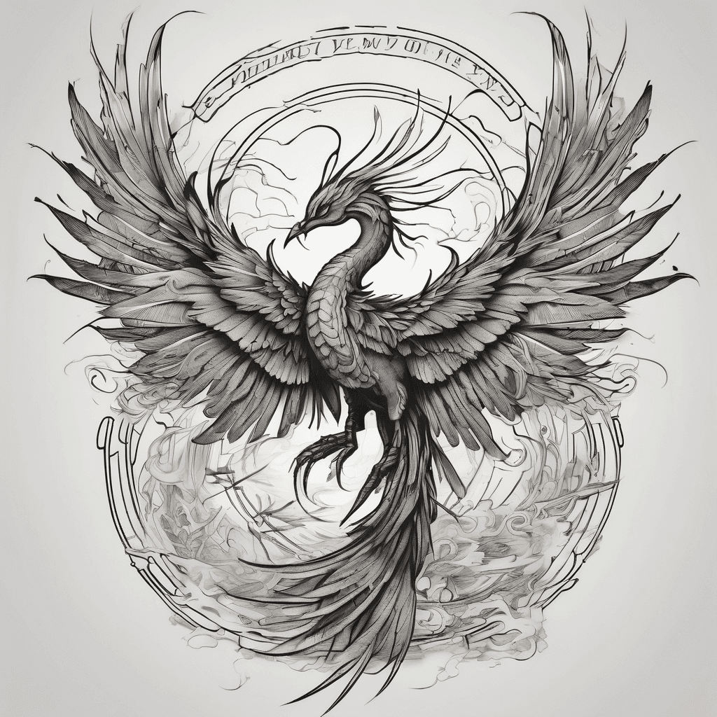 A pheonix and a dragonfly rising again from the ashes with family's names