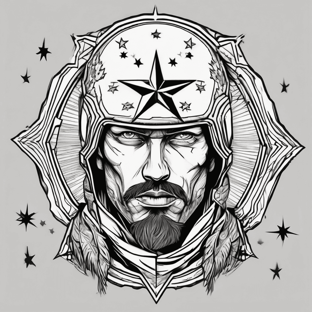 An outline of winter soldiers head with a star behind him