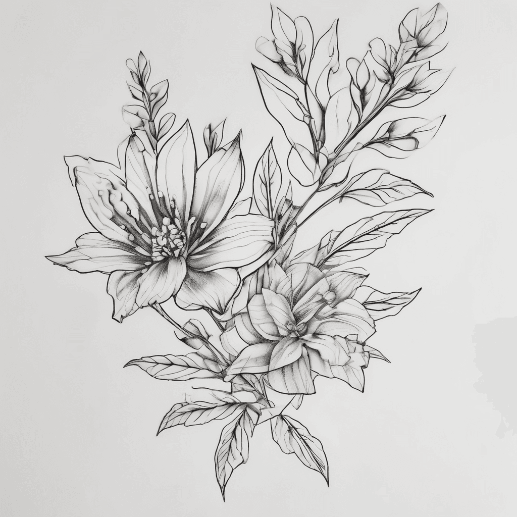 Delicate flower stems weaving *through* the morse code rather than framing it, placement will be anklet
