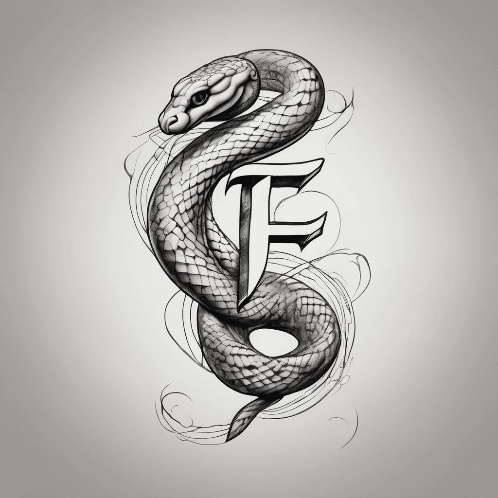 a word freedom cursive but the letter "F" is a snake that goes around the word and behind it is 3 baby angel