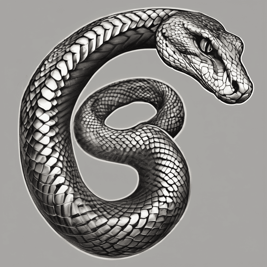 A snake that wraps around the arm multiple times going downard and then comes back up and eats its own tail. Symbolising change, and the snake stepping out of its own skin.