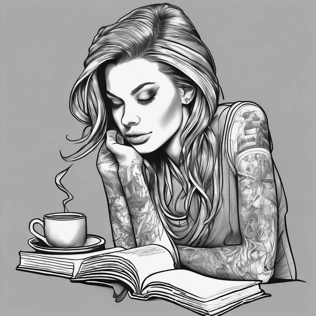 My late sisters name, Jamy Dawn with some books and a cup of coffee