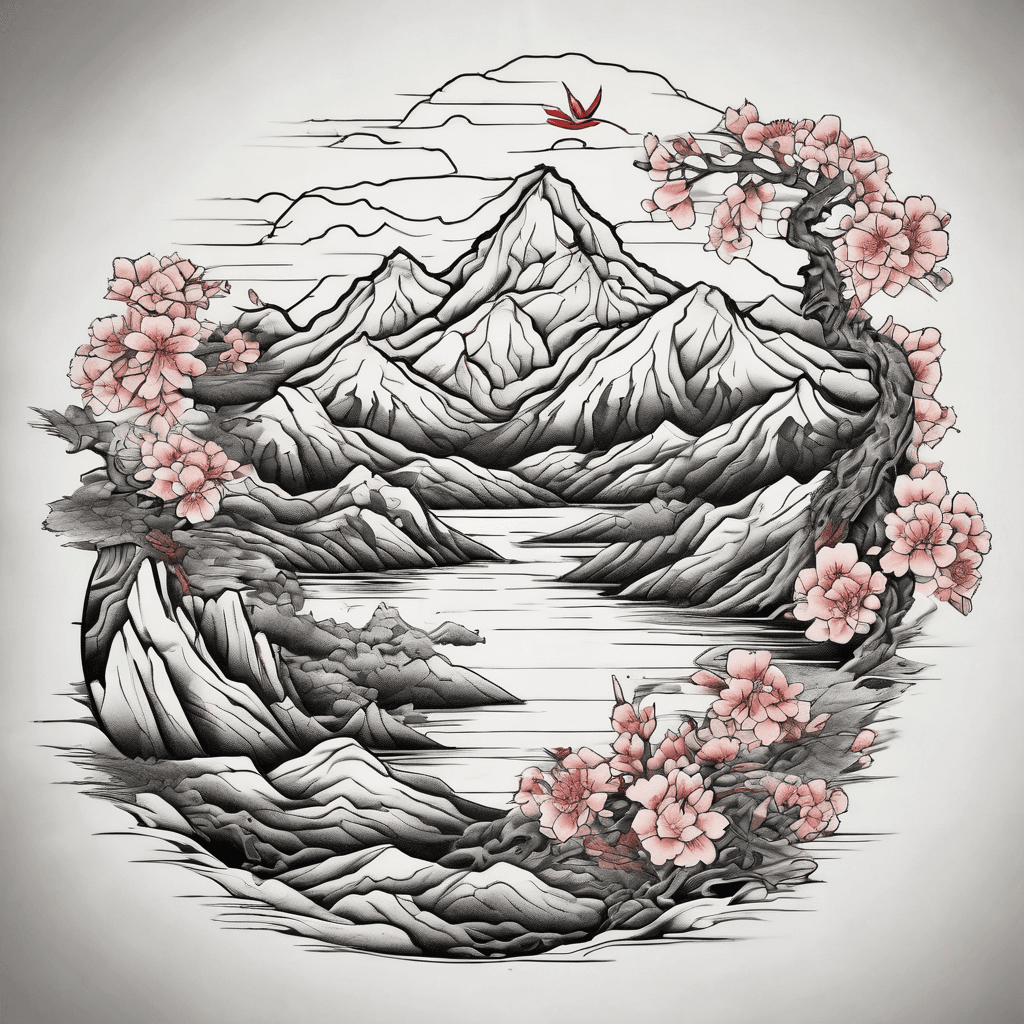 A minimalist mountain landscape