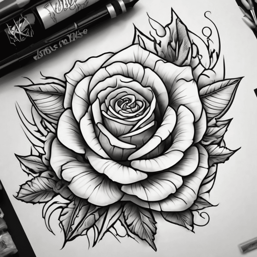 A beautiful tattoo design featuring the name "Malika Rose " in elegant lettering