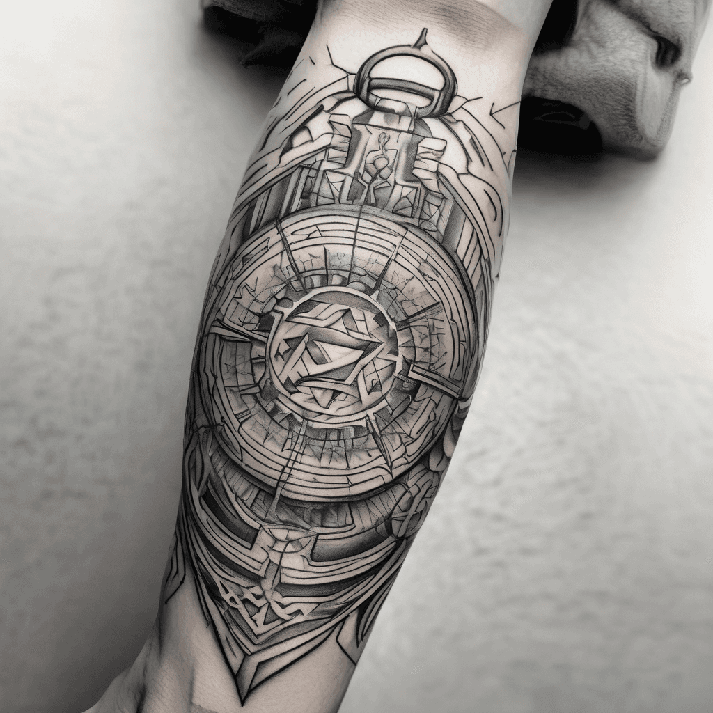 A realistic style forearm tattoo using Puerto rican heritage and symbols of strength and wisdom. Include horoscope aspects for a Gemini male.
