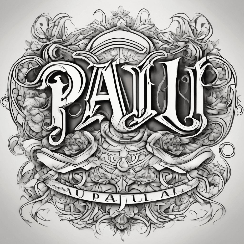 A beautiful tattoo design featuring the name "Paul" in elegant lettering