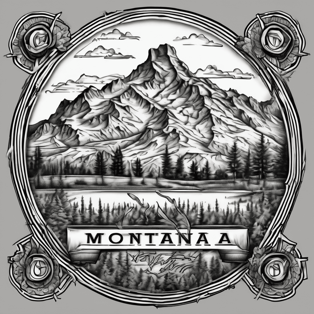 Montana themed tattoo with 406 area code incorporated