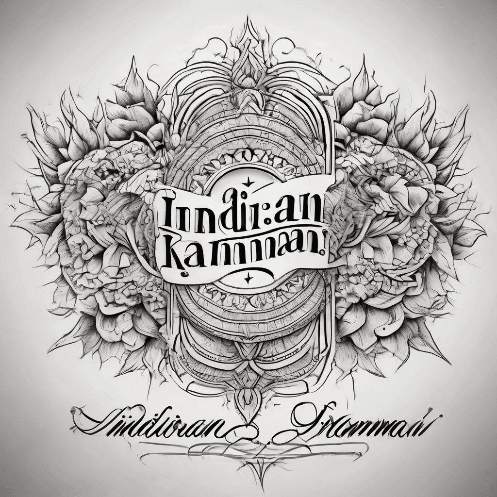 A beautiful tattoo design featuring the name "Indiran kanmani" in elegant lettering