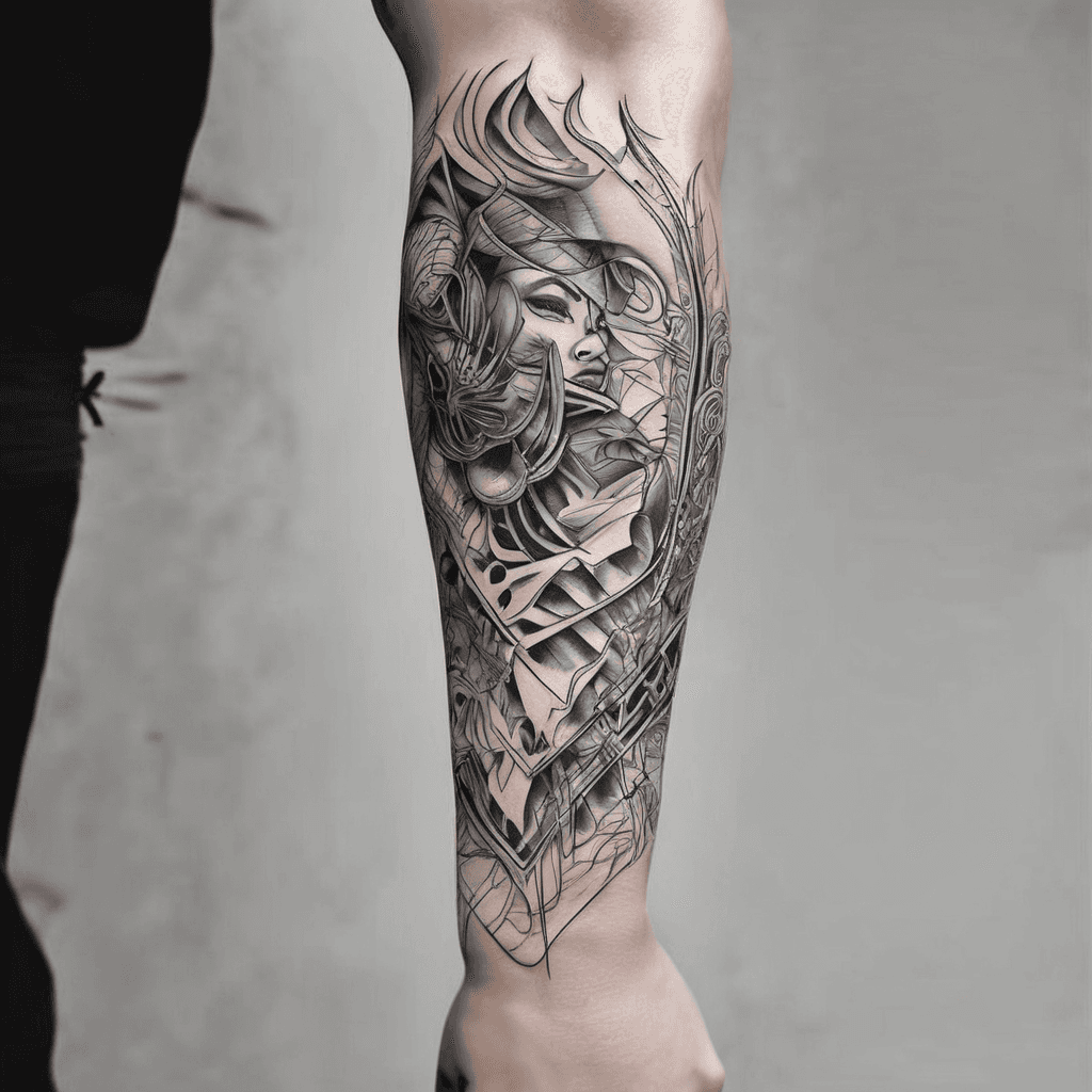 Custom "YUNGBLUD" arm sleeve tattoo.
