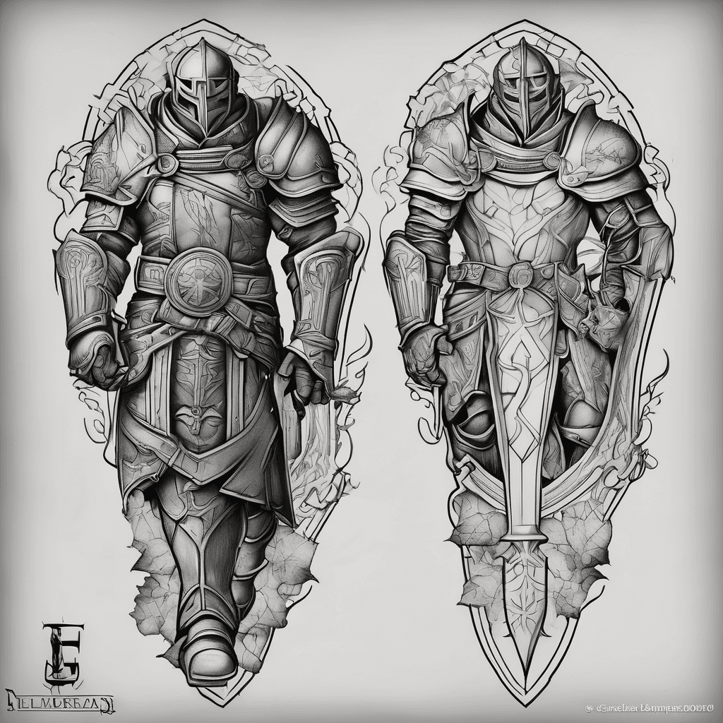 give me a forearm tattoo of black templars helsreach with grimaldus, helbrecht and the emperors champion